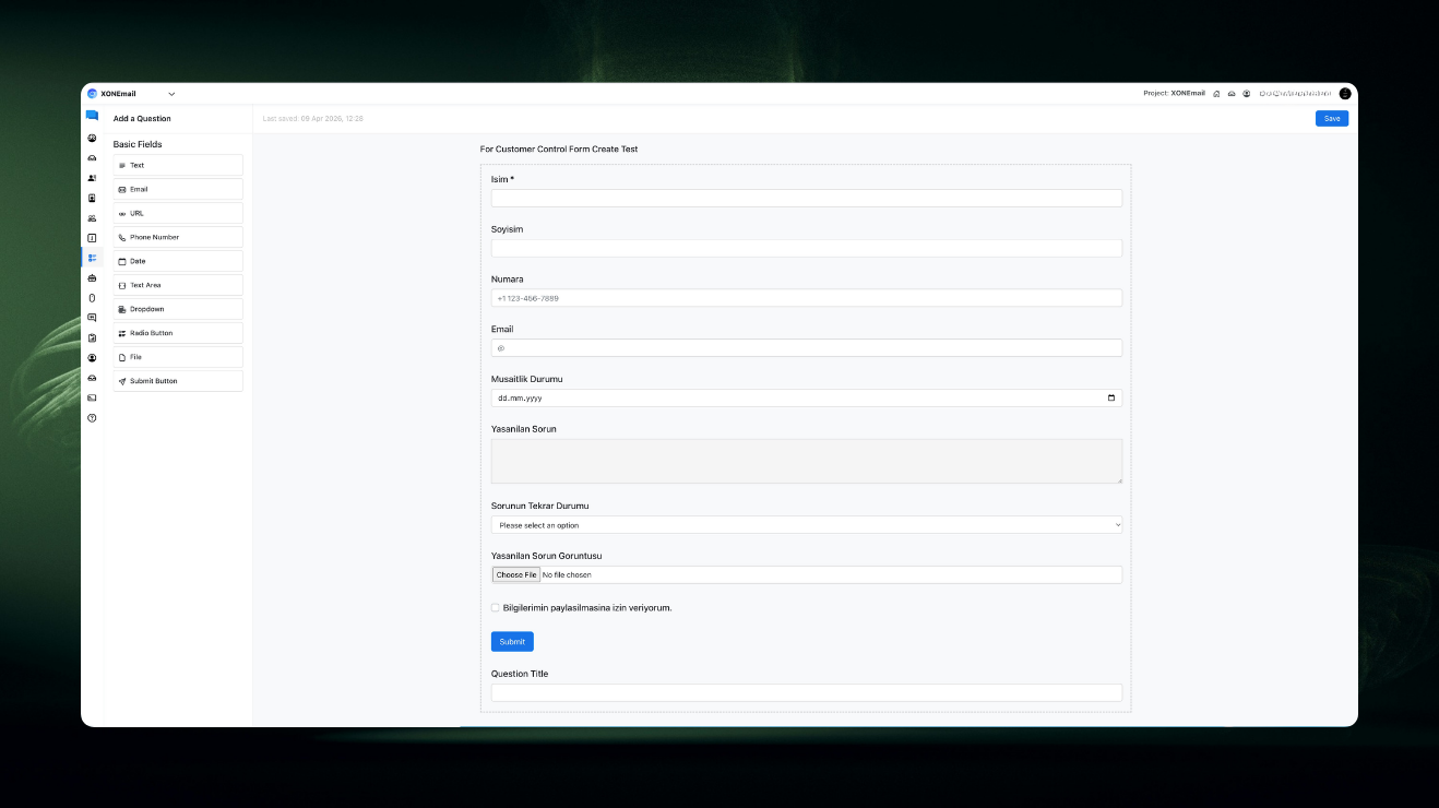 XONChat Form Oluşturucu